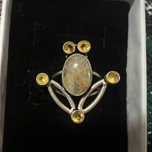 Citrine & Rutile Quartz Artisan Ring 7